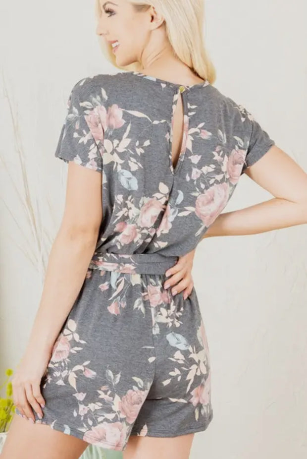 Floral Romper with Belt