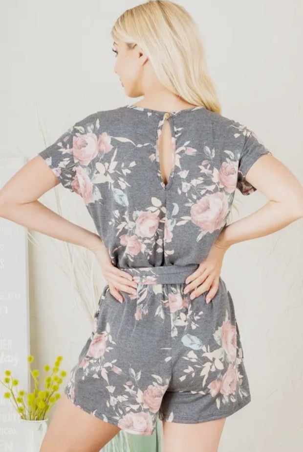Floral Romper with Belt