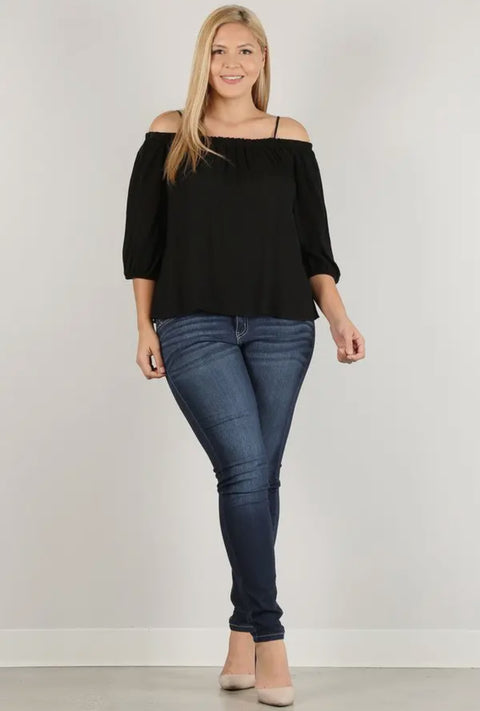 Plus Size Cold Shoulder Peasant Top