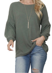 Sleeve Boatneck Waffle Tunic