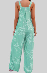 Printed Wide Strap Jumpsuit – Pocketed & Effortless Style