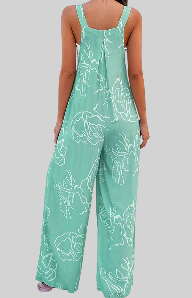 Printed Wide Strap Jumpsuit – Pocketed & Effortless Style