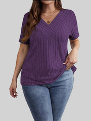 Essential Ribbed V-Neck Tee – Plus Size Everyday Favorite