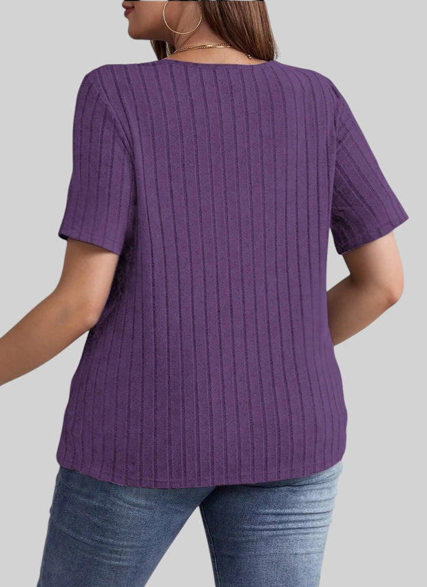 Essential Ribbed V-Neck Tee – Plus Size Everyday Favorite