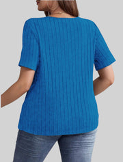 Essential Ribbed V-Neck Tee – Plus Size Everyday Favorite