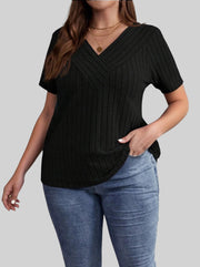 Essential Ribbed V-Neck Tee – Plus Size Everyday Favorite