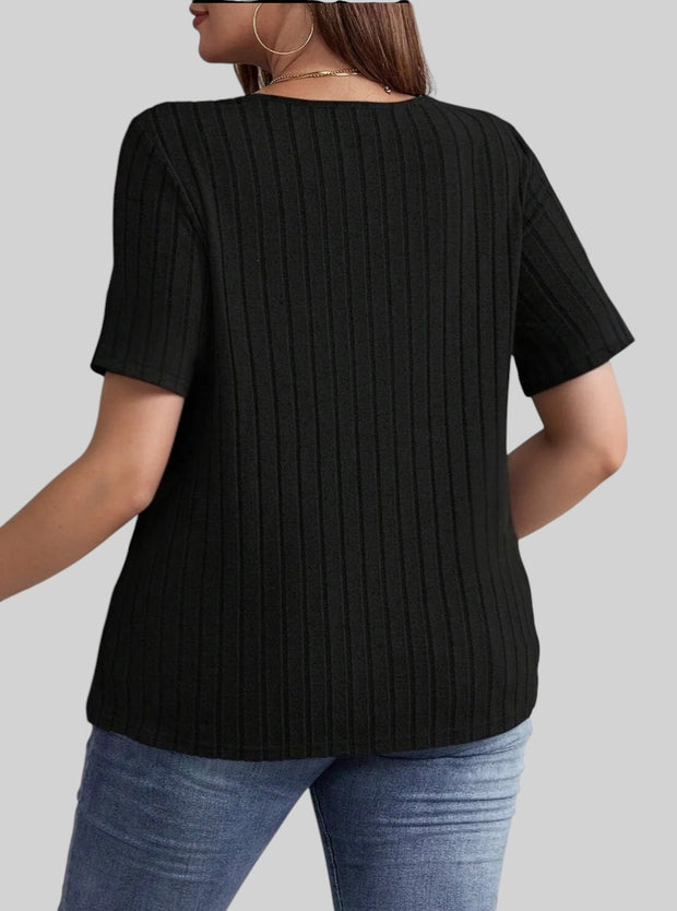 Essential Ribbed V-Neck Tee – Plus Size Everyday Favorite