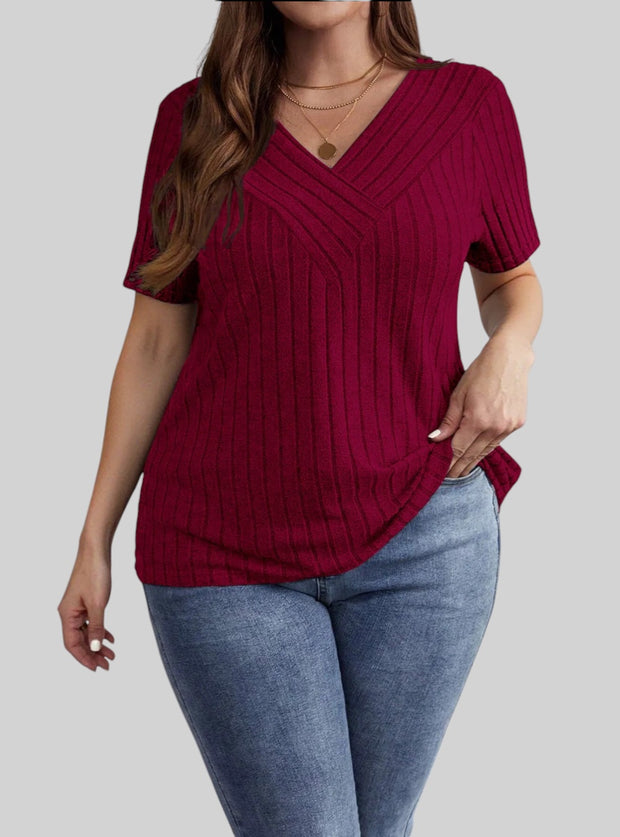 Essential Ribbed V-Neck Tee – Plus Size Everyday Favorite