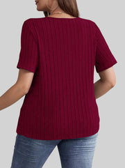 Essential Ribbed V-Neck Tee – Plus Size Everyday Favorite