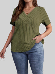 Essential Ribbed V-Neck Tee – Plus Size Everyday Favorite
