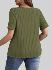 Essential Ribbed V-Neck Tee – Plus Size Everyday Favorite