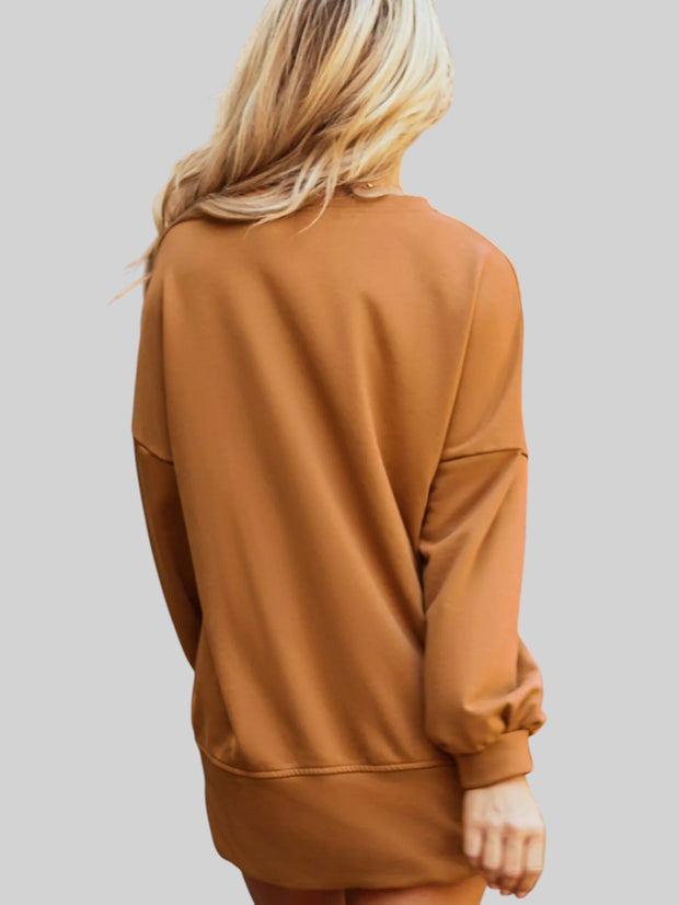 Happy Halloween Notched Neck Long Sleeve Graphic Top