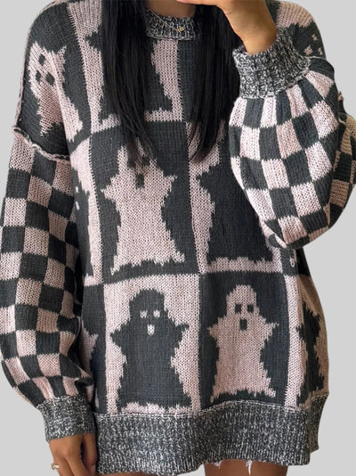 Ghostly Chic Dropped Shoulder Sweater