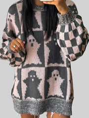 Ghostly Chic Dropped Shoulder Sweater