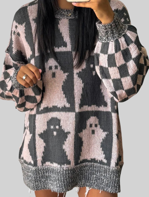 Ghostly Chic Dropped Shoulder Sweater