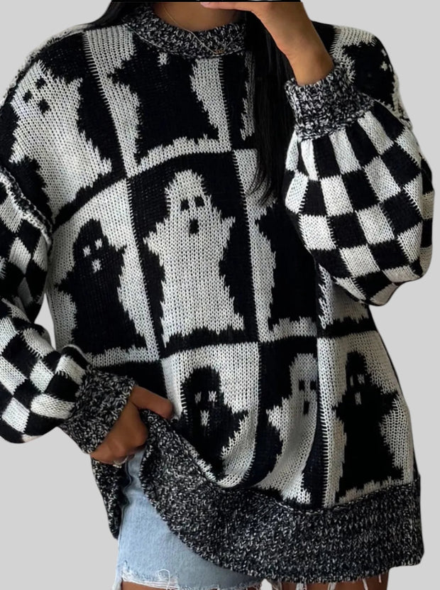 Ghostly Chic Dropped Shoulder Sweater