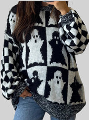 Ghostly Chic Dropped Shoulder Sweater