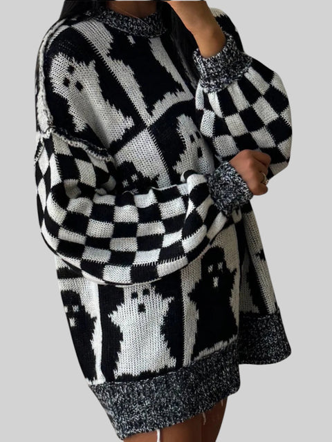 Ghostly Chic Dropped Shoulder Sweater
