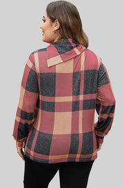 Plaid Perfection Plus Size Cowl Neck Sweatshirt