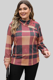 Plaid Perfection Plus Size Cowl Neck Sweatshirt