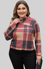 Plaid Perfection Plus Size Cowl Neck Sweatshirt