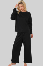 Textured Lounge Set with Drawstring Top & Pants