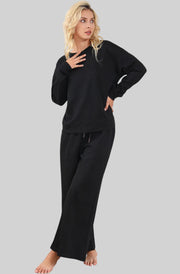 Textured Lounge Set with Drawstring Top & Pants