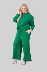 Textured Lounge Set with Drawstring Top & Pants