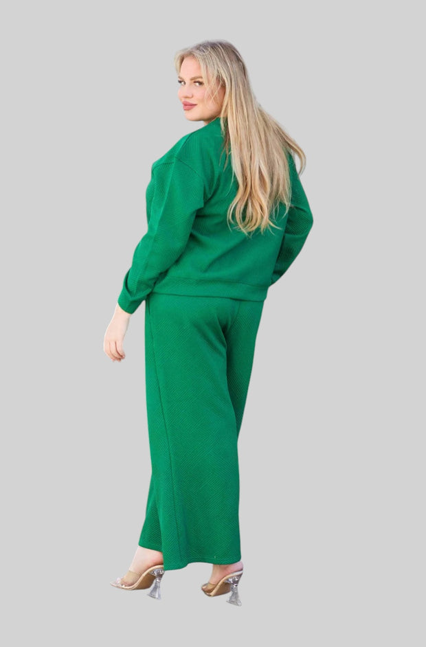 Textured Lounge Set with Drawstring Top & Pants
