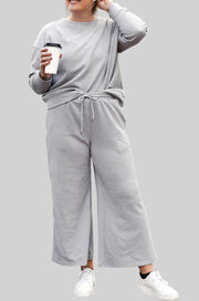 Textured Lounge Set with Drawstring Top & Pants