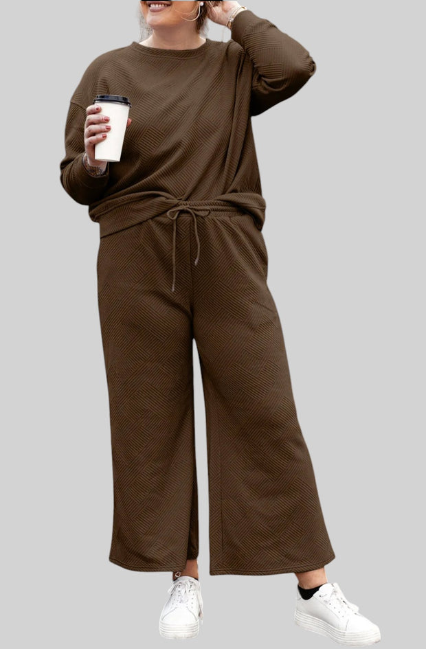 Textured Lounge Set with Drawstring Top & Pants