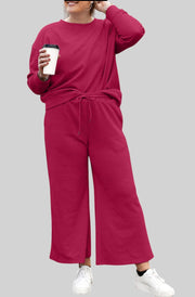Textured Lounge Set with Drawstring Top & Pants