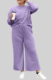 Textured Lounge Set with Drawstring Top & Pants
