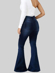 Distressed Flare Jeans with Raw Hem – Full Size