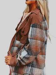 Plaid Corduroy Patch Pocket Shacket – Cozy Loose Fit Shirt Jacket