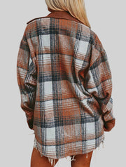 Plaid Corduroy Patch Pocket Shacket – Cozy Loose Fit Shirt Jacket