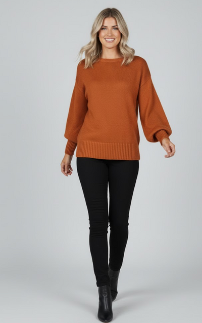 Solid Color Drop Shoulder Knit Sweater with Bow Detail