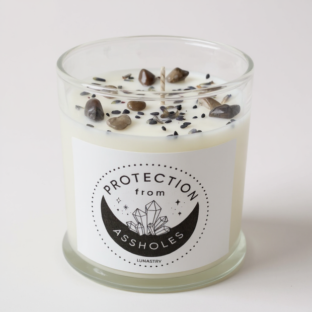 Protection from ASSHoles Crystal Candle – Energy Shield & Clarity