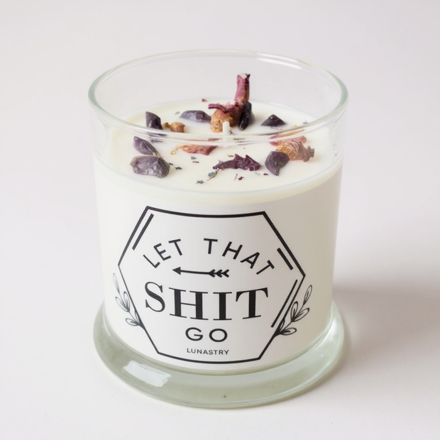 Let That Sh!t Go Crystal Candle – Stress Relief & Energy Cleanse