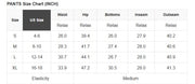 PANTS Size Chart (INCH) for Mineral Wash Reverse Seam Drawstring Elastic Waist cargo pants.