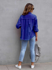 Distressed Fringe Denim Jacket-blue-back-view.jpg