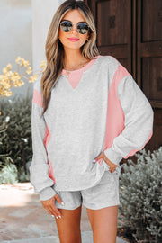 Light Grey Color Casual Shorts Set