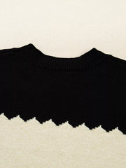 Color Block Drop Shoulder Sweater – Crew Neck Knit featuring a drop shoulder design and crew neckline.