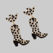 Sparkling Stacked Gift Box Christmas Dangle Earrings featuring red and green details, perfect for festive holiday outfits.