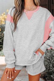 Light Grey Color Casual Shorts Set