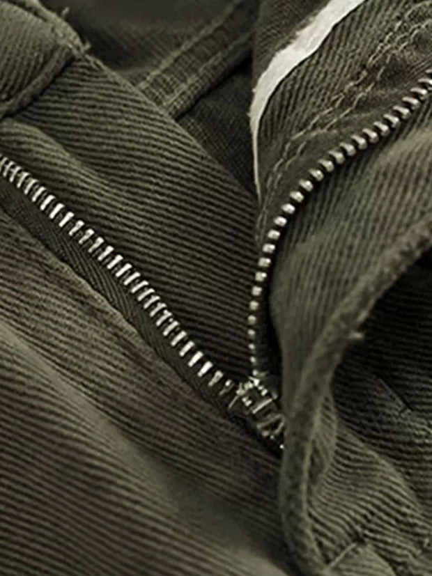 Close-up of zipper detail on Plus Size Wide Leg Pants with Pockets – Full Length Comfort Fit.