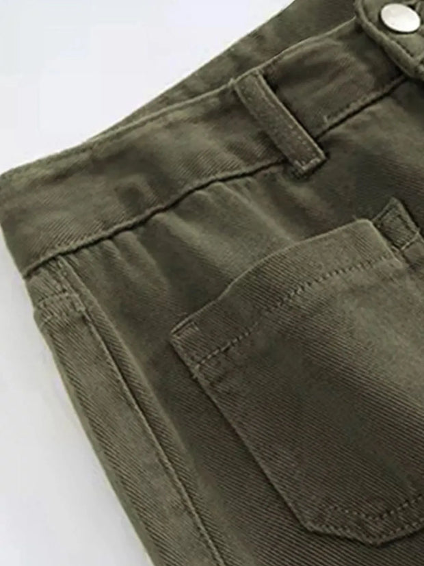 Plus Size Wide Leg Pants with Pockets – Full Length Comfort Fit fabric detail featuring practical side pocket.