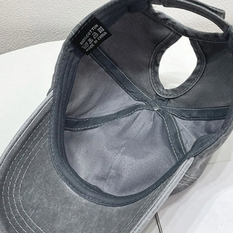 Inside view of the Star Embroidered Baseball Cap showcasing soft cotton material and stitching details.