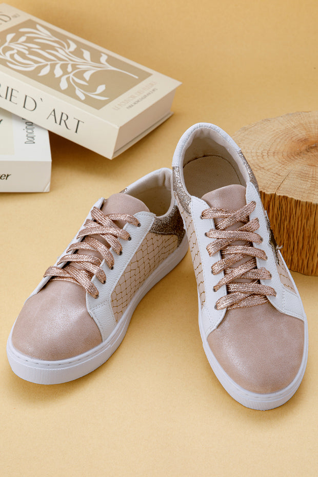 Gold Glitter Star Sneakers PU leather Sneakers