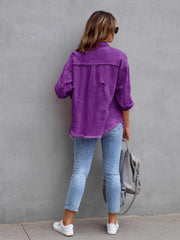 Distressed Fringe Denim Jacket-purple-back-view.jpg